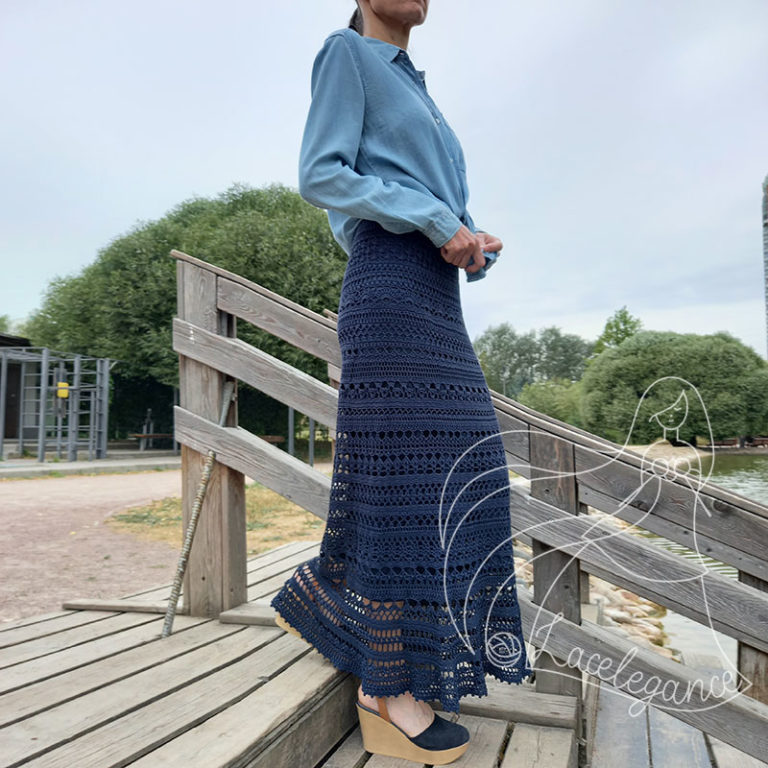 Lacelegance Shade шелковая юбка в пол, связанная крючком. Инструкция по вязанию юбки.