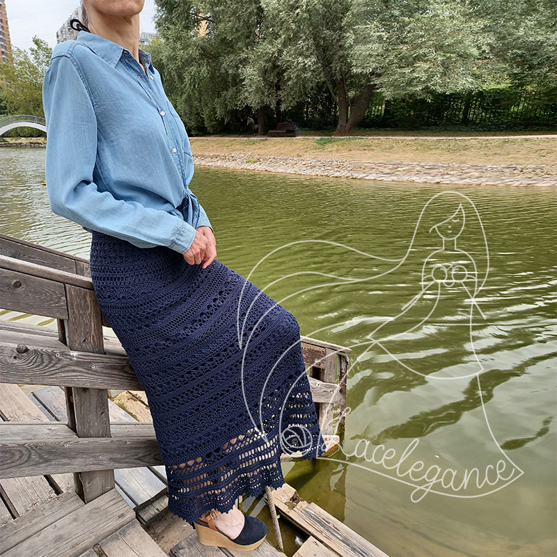 Lacelegance Shade шелковая юбка в пол, связанная крючком. Инструкция по вязанию юбки.