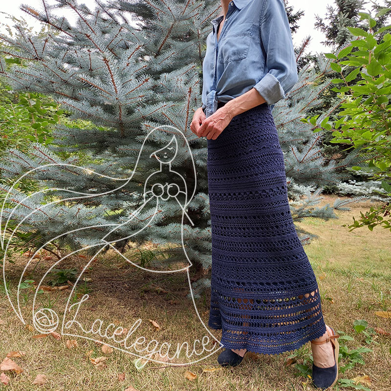 Lacelegance Shade шелковая юбка в пол, связанная крючком. Инструкция по вязанию юбки.
